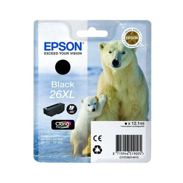 Cartouche d'Encre EPSON 26XL (C13T26214012) Noir