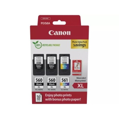 Cartouche d'encre Canon PG-560XL / CL-561XL Multipack 2 x Noir + 1 x 3 couleurs