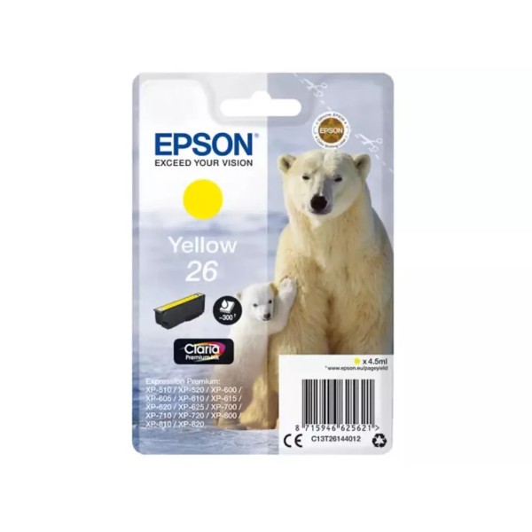 Cartouche d'encre EPSON 26 (C13T26144012) Jaune